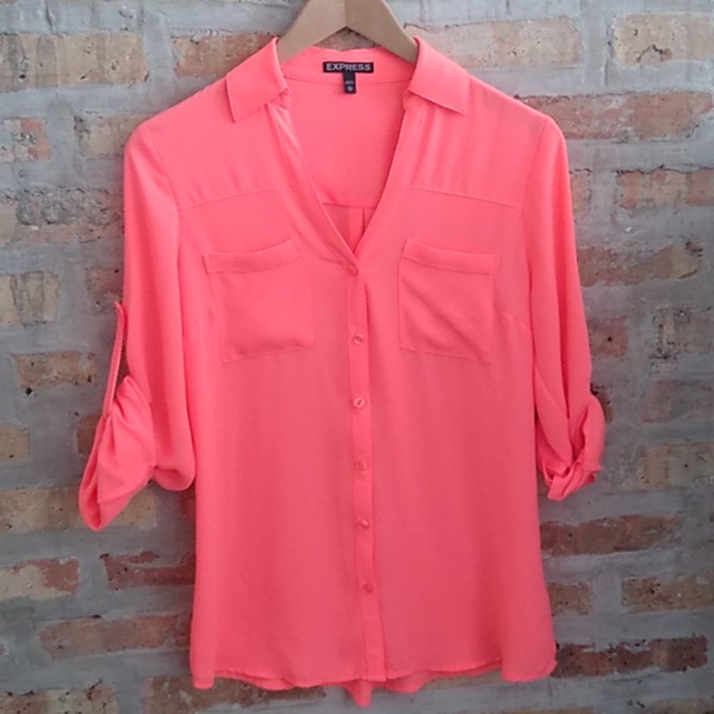 Express Neon Orange Portifino Blouse